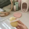 The yellow and pink heart-shaped makeup sponge set and the beauty egg makeup tool fit well and do not absorb powder details Picture